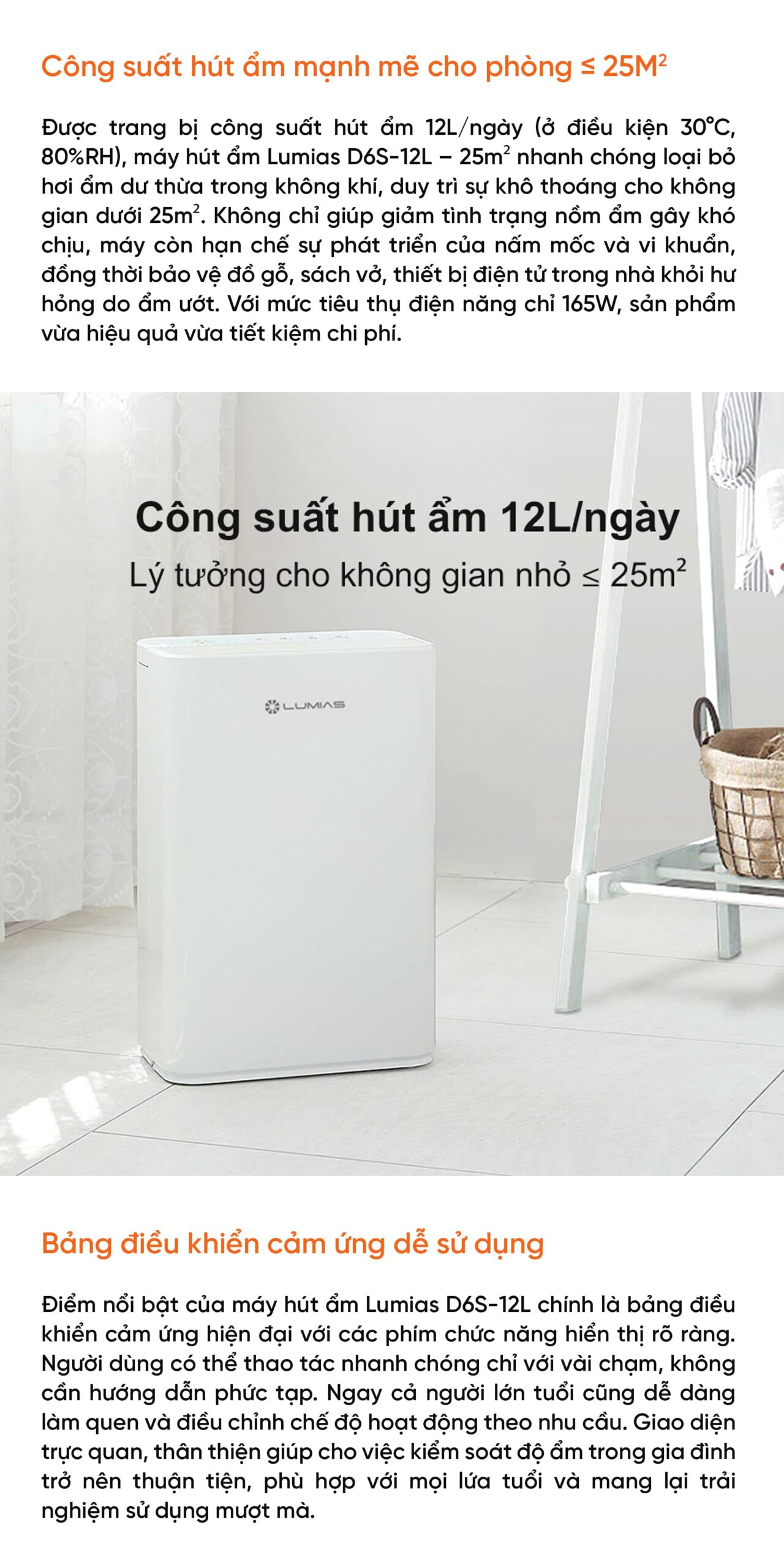 Máy hút ẩm 12L Lumias D6S-12L - 25m²