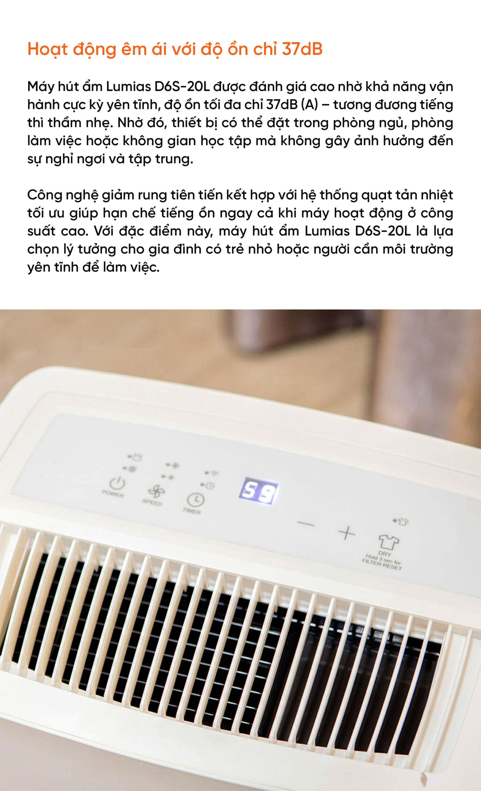 Máy hút ẩm 20L Lumias D6S-20L - 50m²