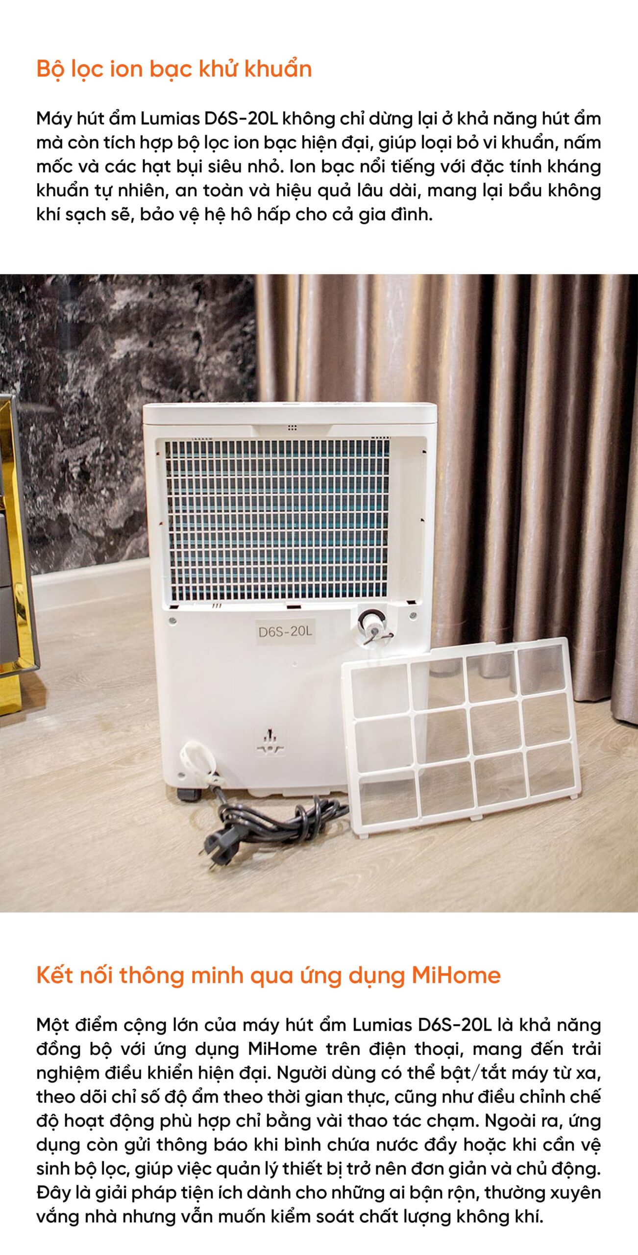 Máy hút ẩm 20L Lumias D6S-20L - 50m²
