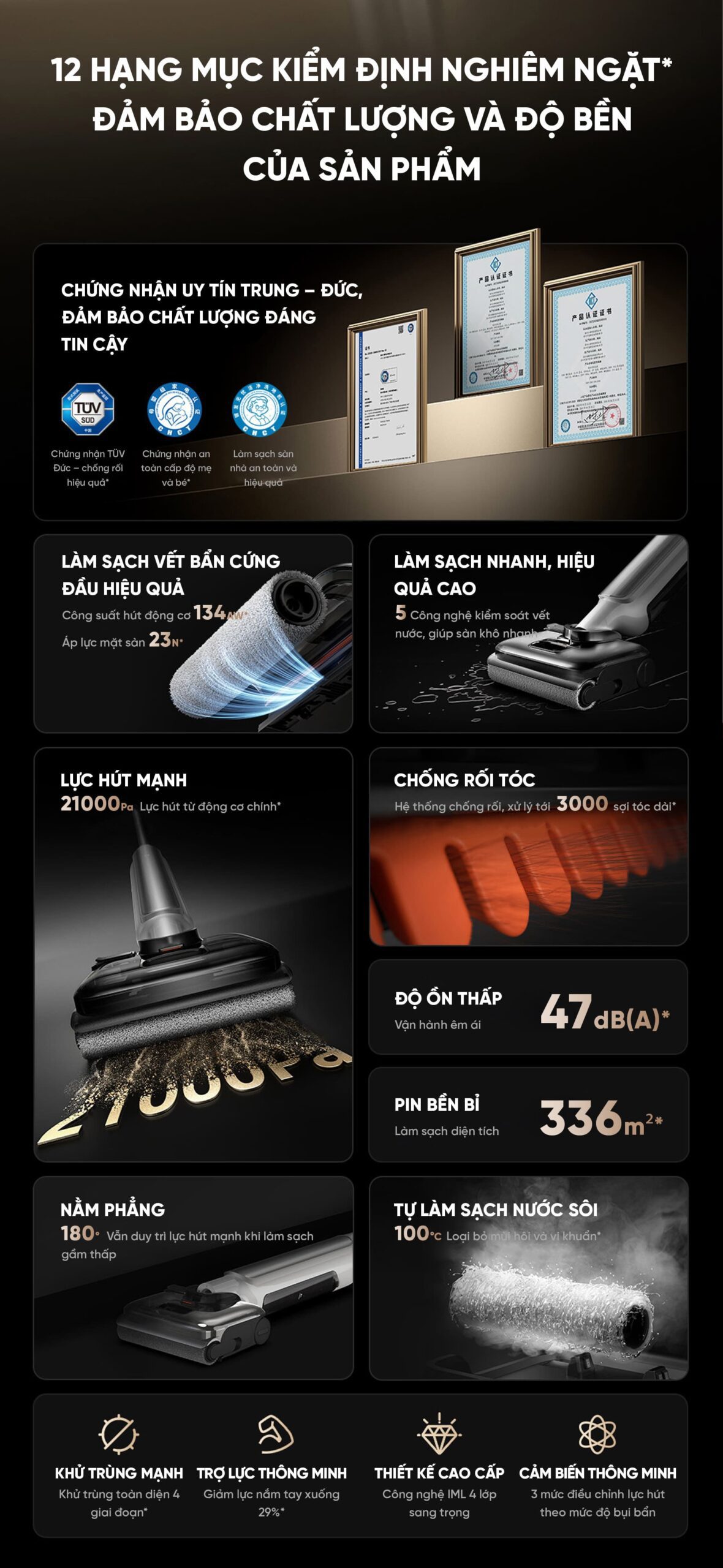 Máy Hút Bụi Lau Nhà Xiaomi 4 Pro Model 2026 Gập Nghiêng 180 Độ