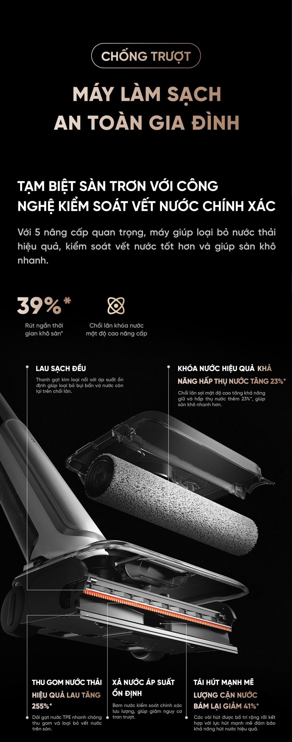 Máy Hút Bụi Lau Nhà Xiaomi 4 Pro Model 2026 Gập Nghiêng 180 Độ