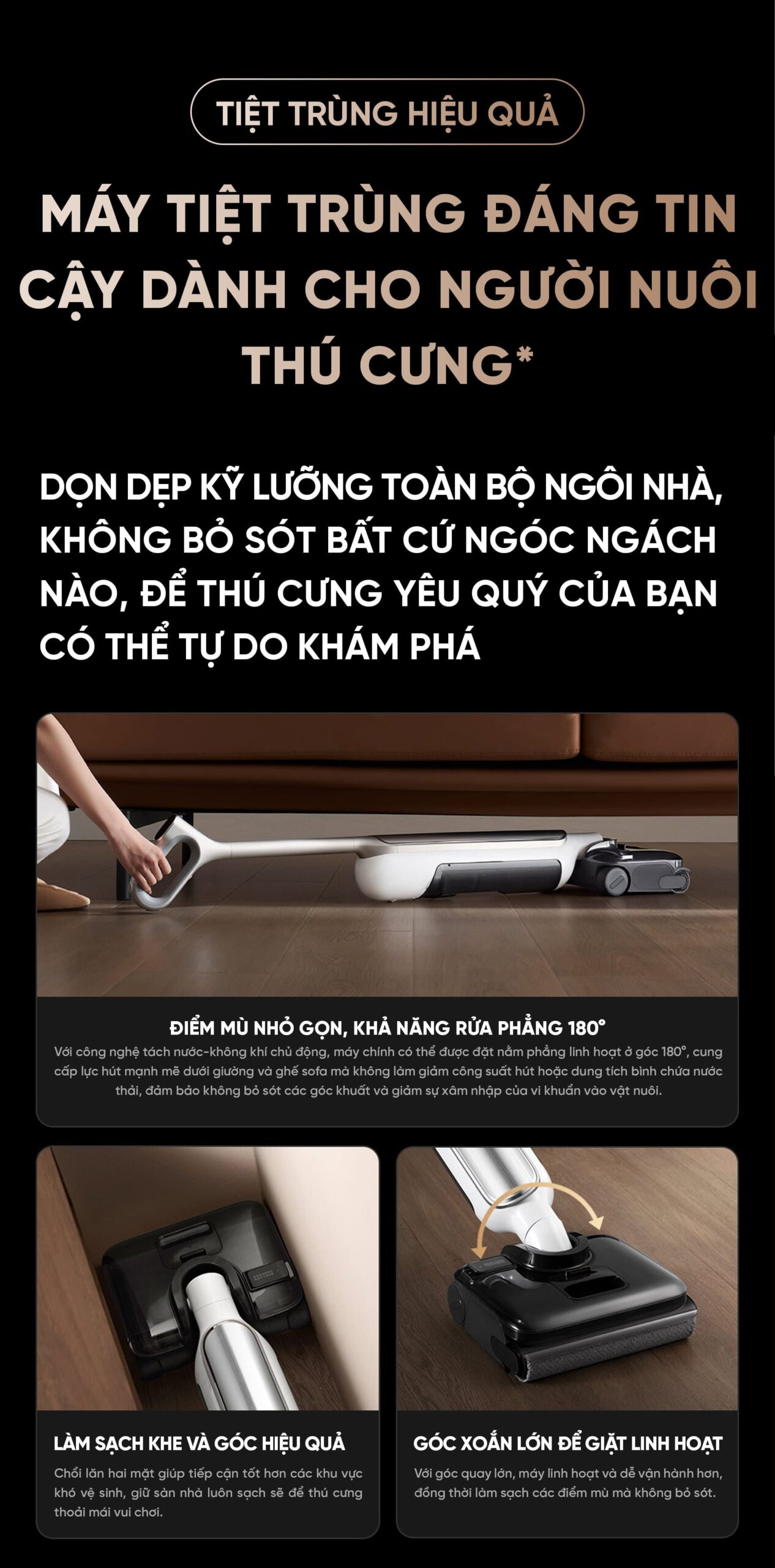 Máy Hút Bụi Lau Nhà Xiaomi 4 Pro Model 2026 Gập Nghiêng 180 Độ