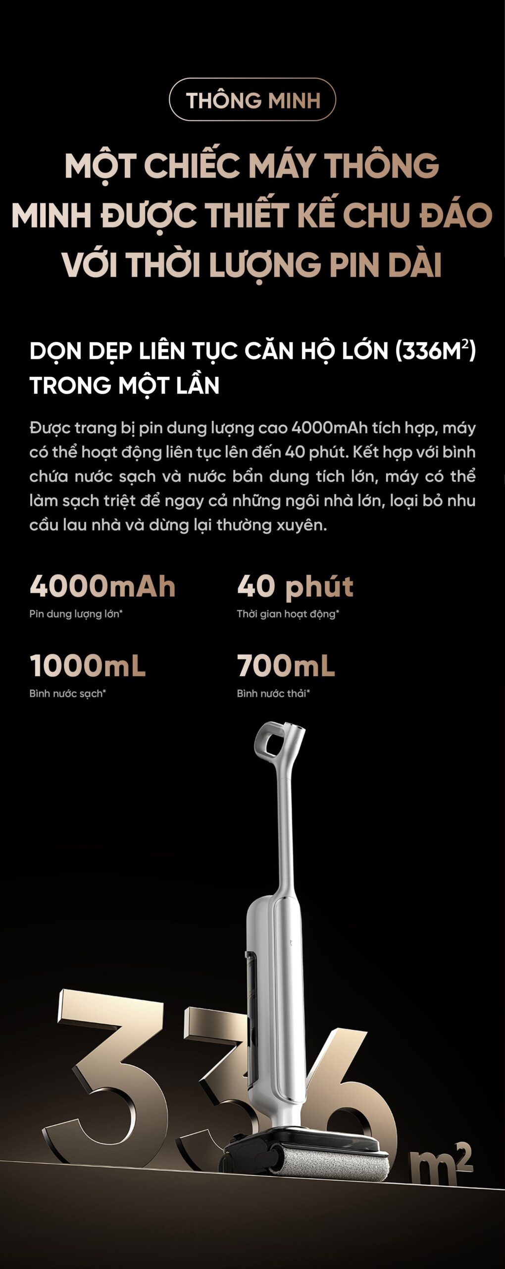 Máy Hút Bụi Lau Nhà Xiaomi 4 Pro Model 2026 Gập Nghiêng 180 Độ