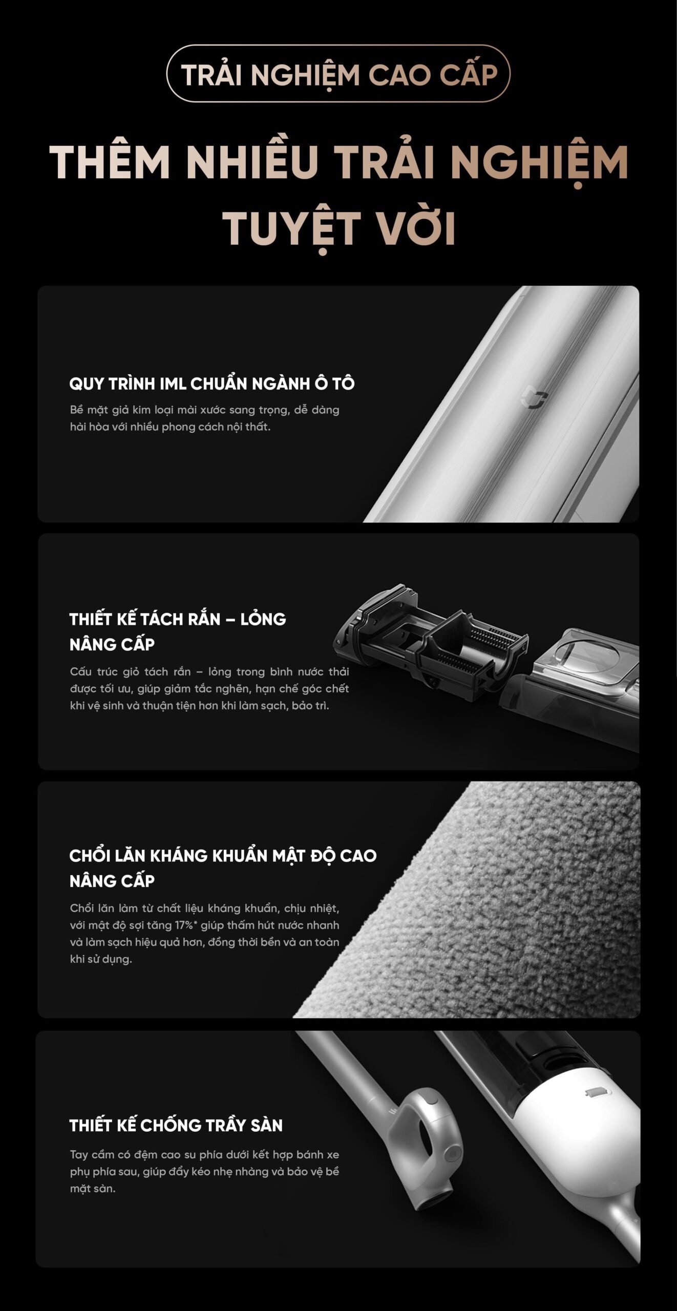 Máy Hút Bụi Lau Nhà Xiaomi 4 Pro Model 2026 Gập Nghiêng 180 Độ