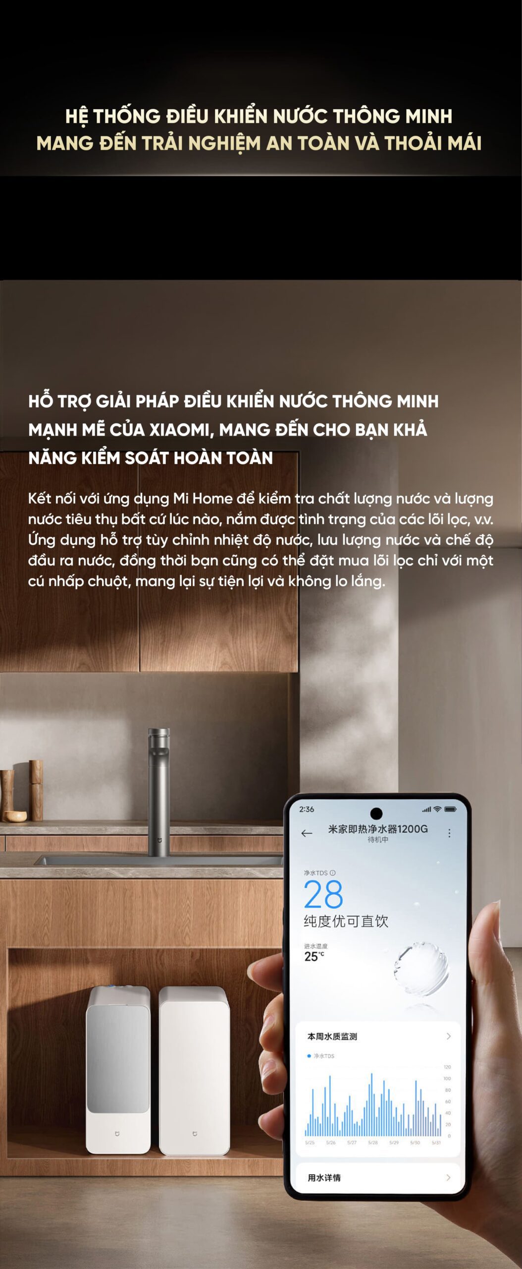 Máy lọc nước 1200G có nước nóng