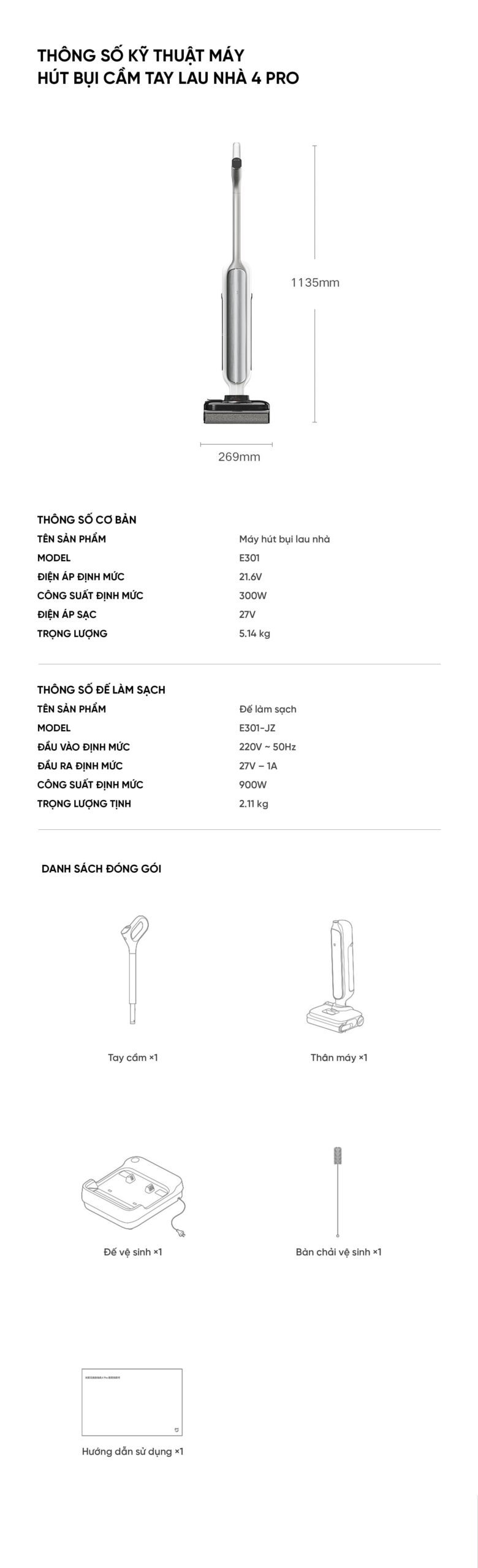 Máy Hút Bụi Lau Nhà Xiaomi 4 Pro Model 2026 Gập Nghiêng 180 Độ