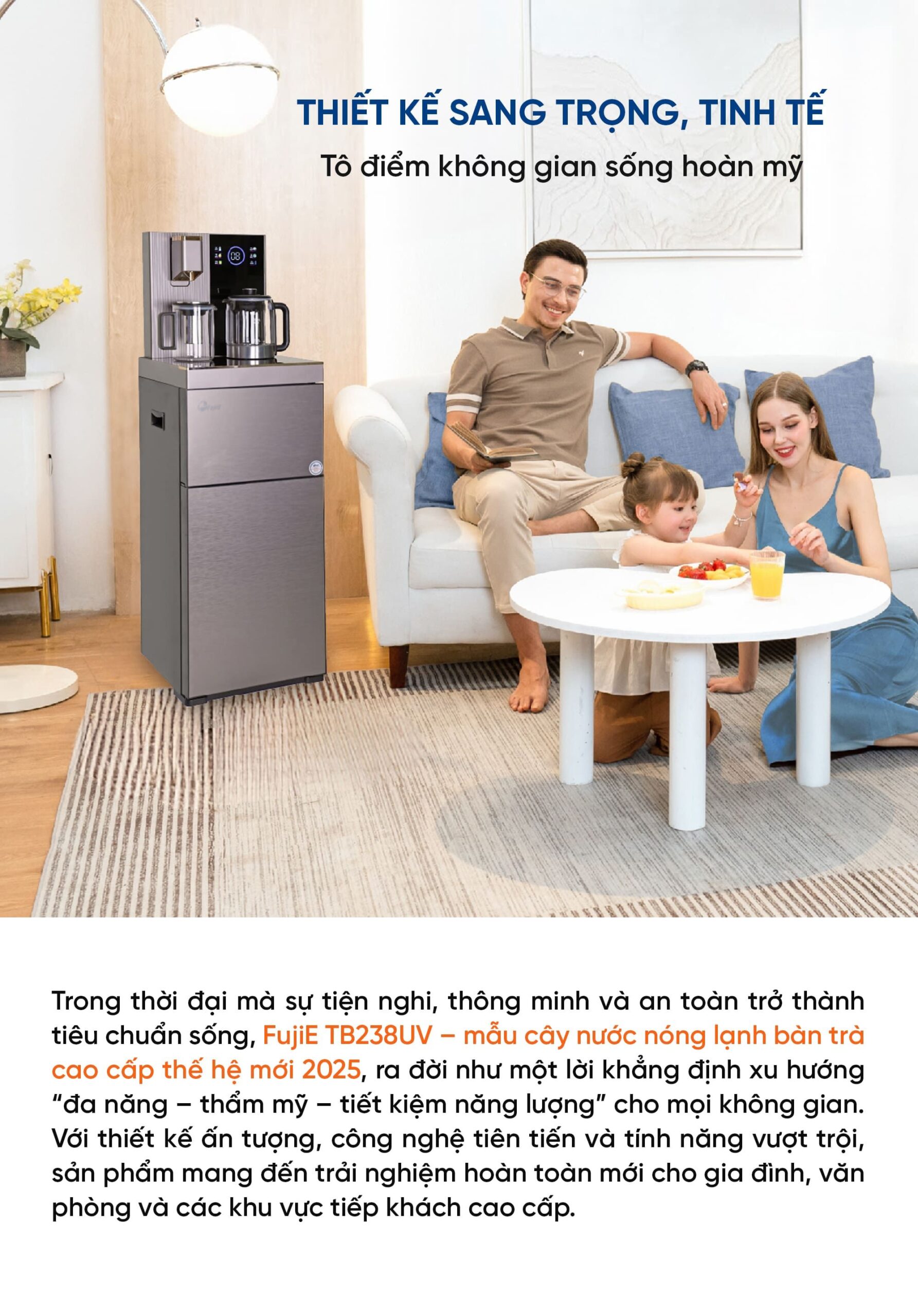 Cây nước nóng lạnh kết hợp bàn Trà fujjie TB238UV