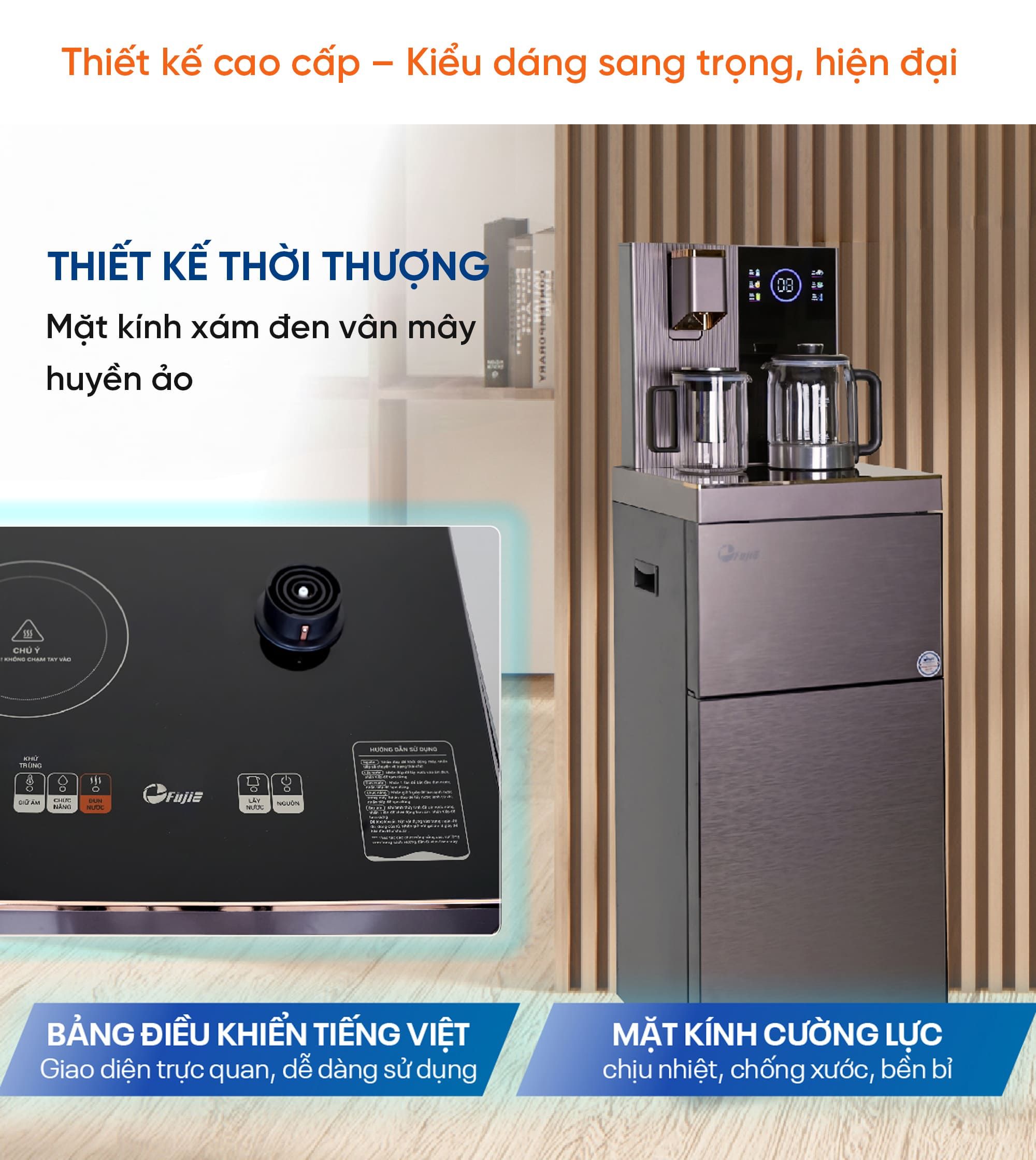 Cây nước nóng lạnh kết hợp bàn Trà fujjie TB238UV