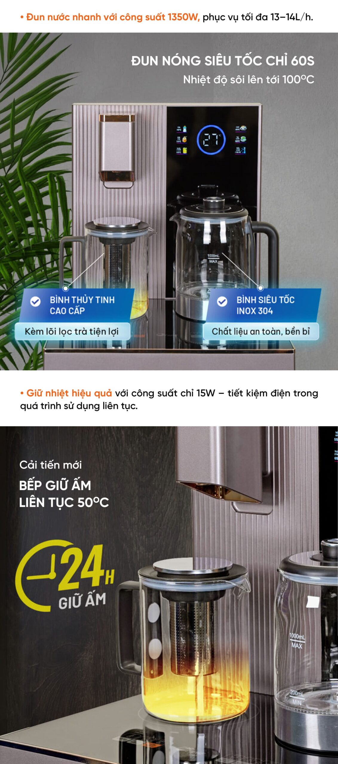 Cây nước nóng lạnh kết hợp bàn Trà fujjie TB238UV