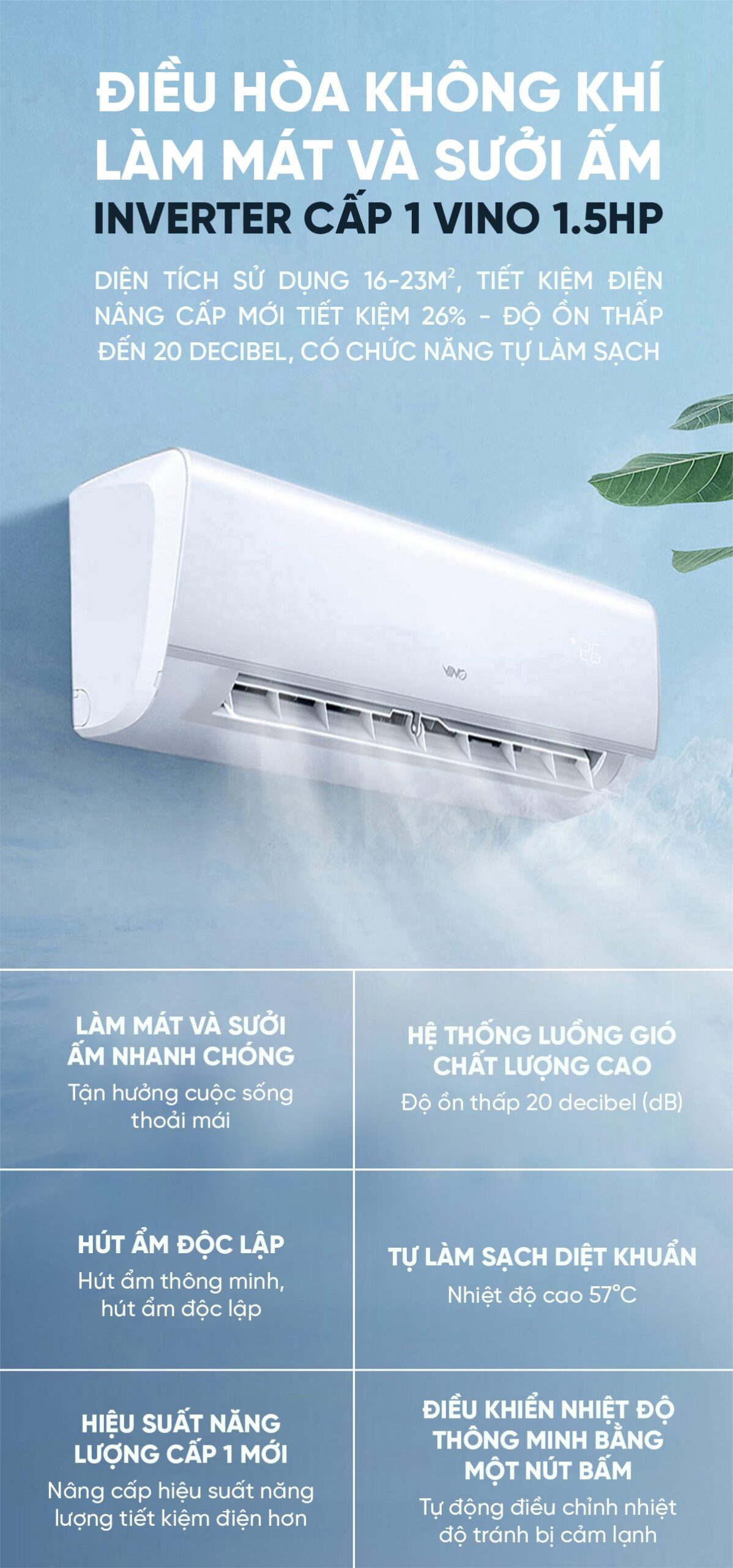 Điều hòa 2 chiều thông minh Xiaomi Vino 1.5HP Inverter KFR-35GW/V31AA1-1