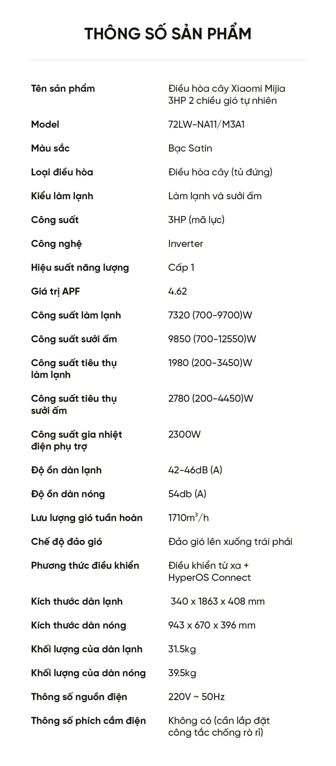 Điều hòa cây đứng Xiaomi Mijia 72LW-NA11/M3A1 3HP 2 chiều Tiết kiệm điện