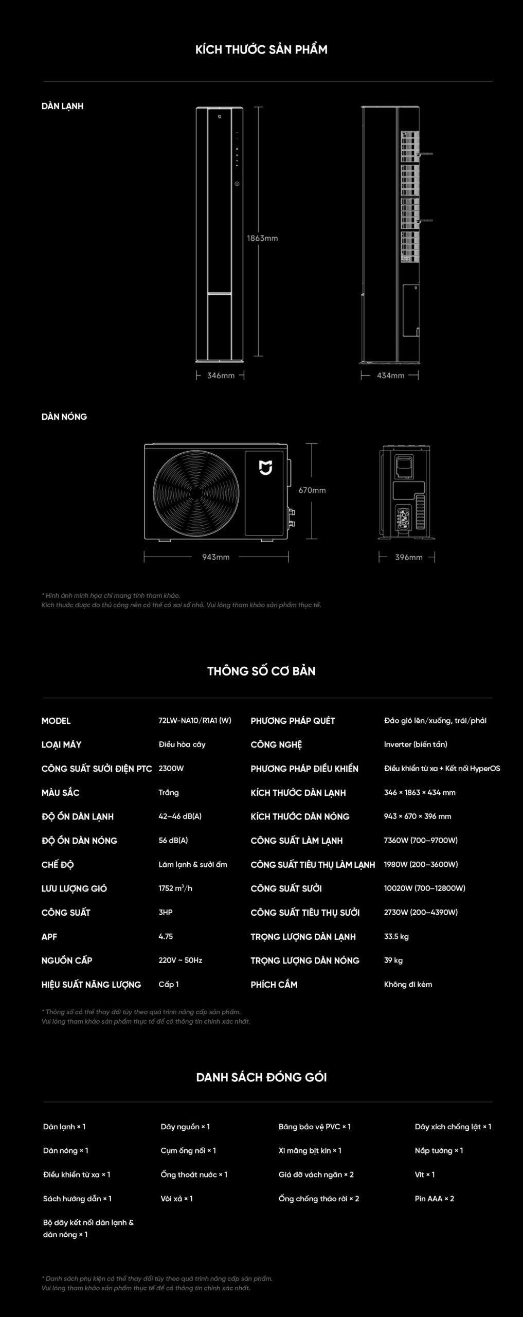 Điều Hoà Cây Đứng Xiaomi Mija 72LW-NA10/R1A1 3HP Model 2026 Giá