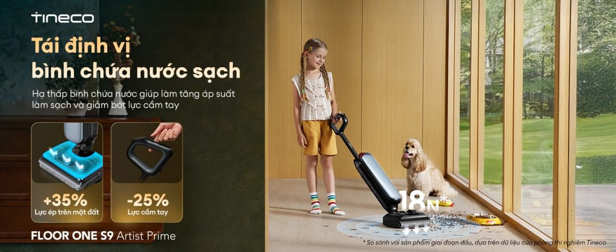 Tineco S9 Artist Prime gập nghiêng 180°