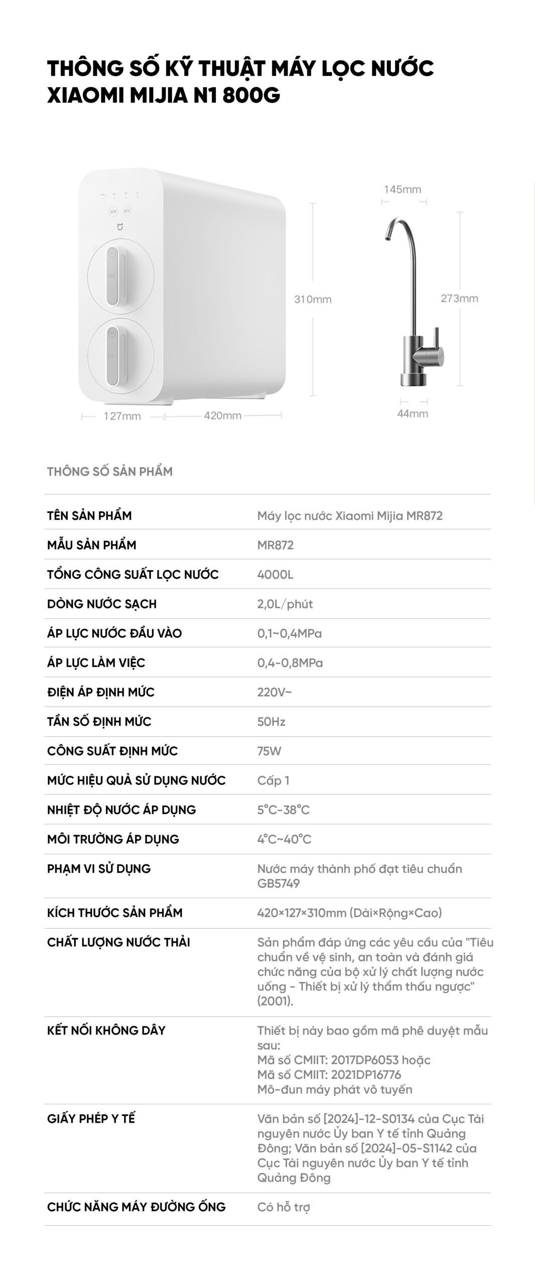 Máy Lọc Nước Xiaomi Mijia N1 800G