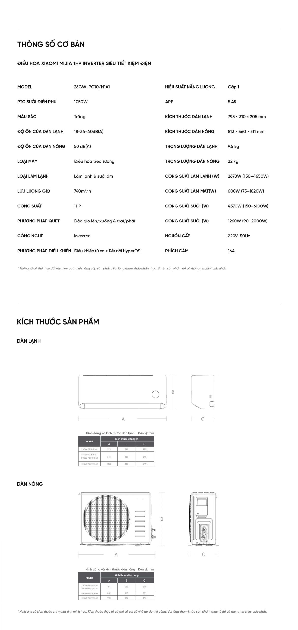 Điều hòa Xiaomi Mijia 26GW-PG10/N1A1 1HP 2026 2 chiều