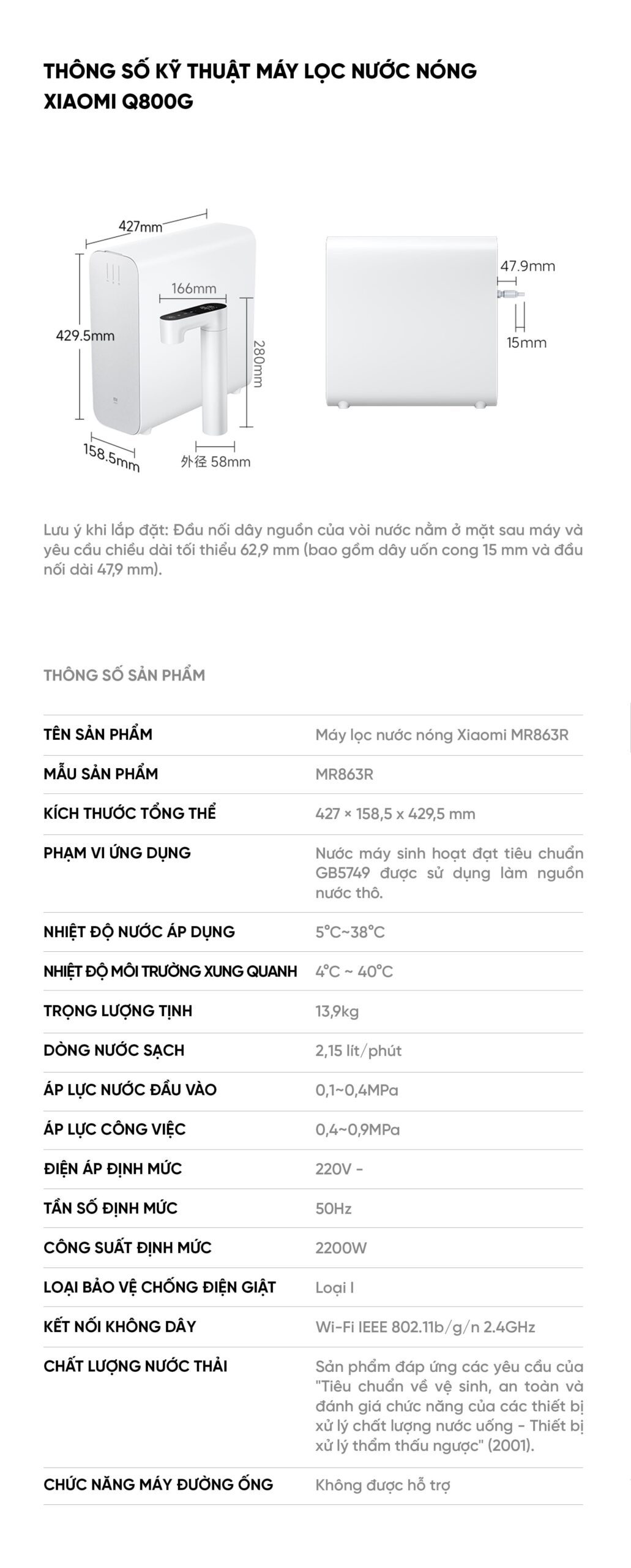 Máy lọc nước Q800 có nước nóng