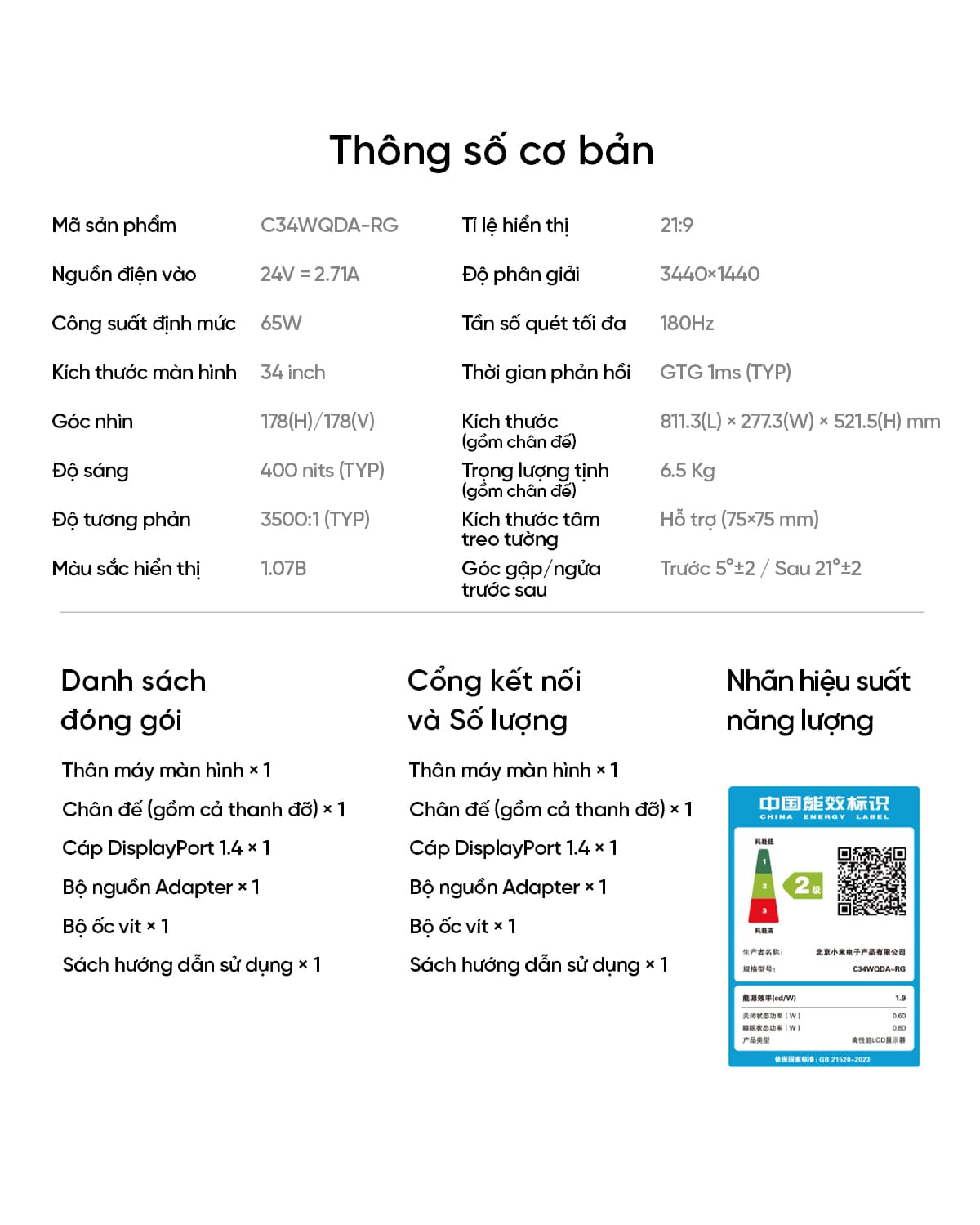 Màn Hình Máy Tính Redmi G34WQ 2026