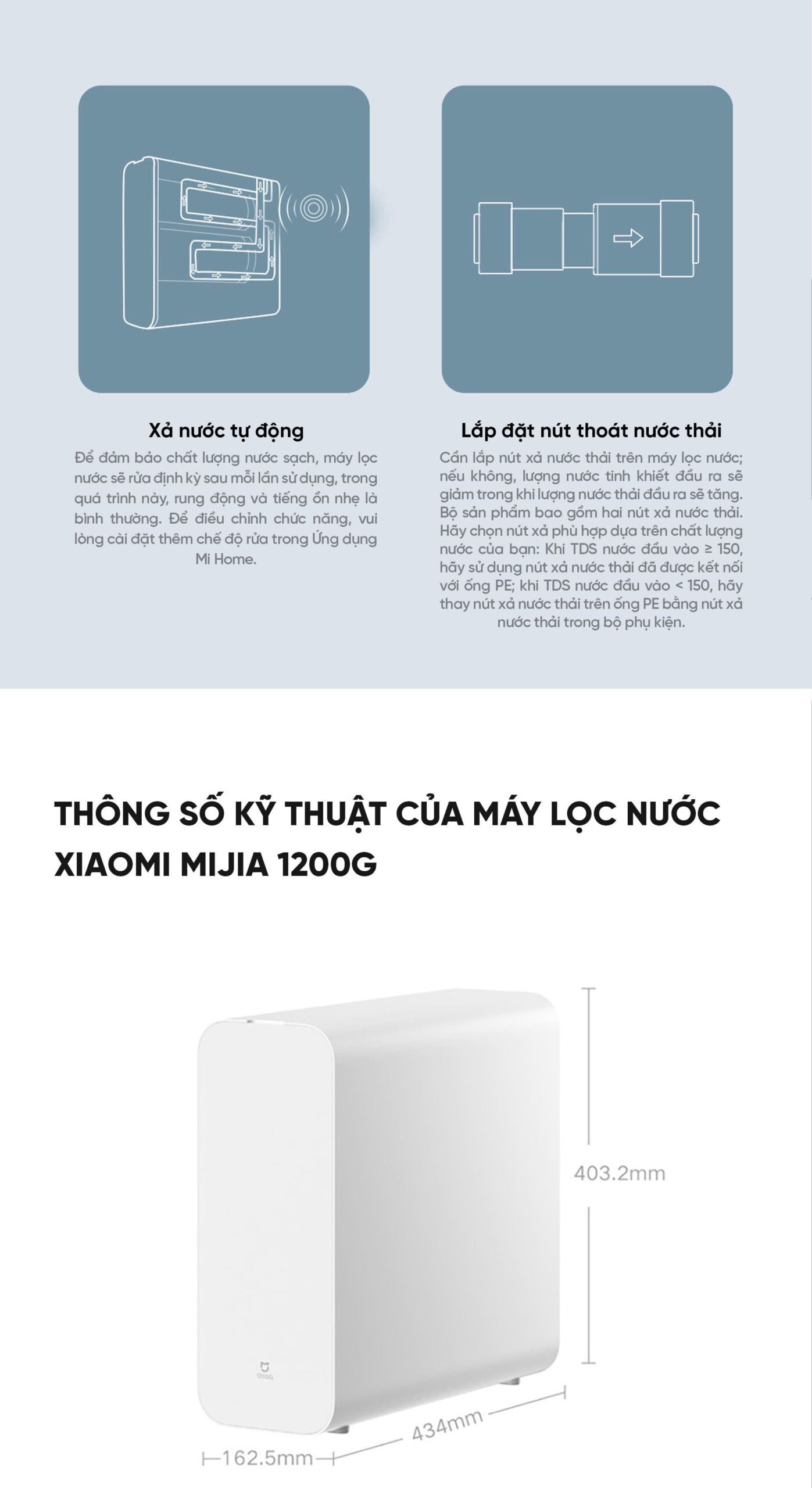 MÁY LỌC NƯỚC XIAOMI Mijia 1200G - MR1282