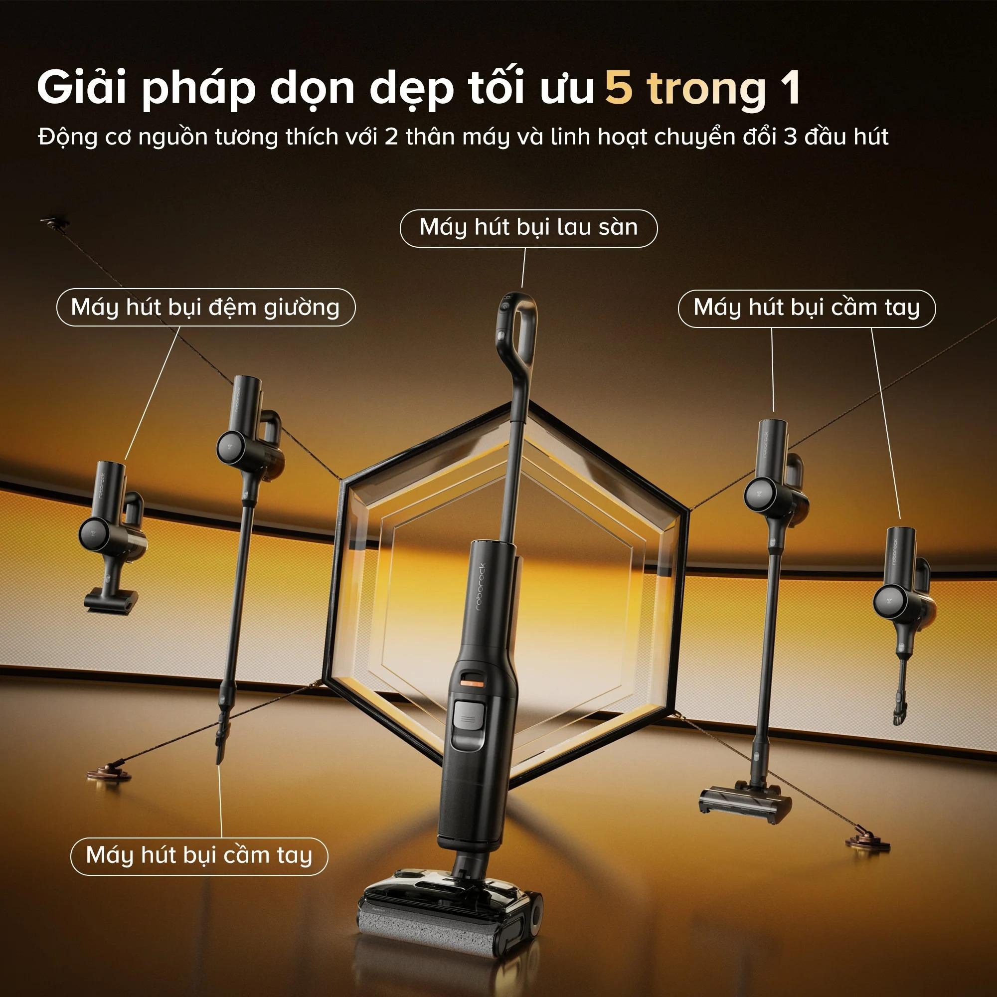 Roborock F25 Combo gập nghiêng 180° hút bụi 5 trong 1