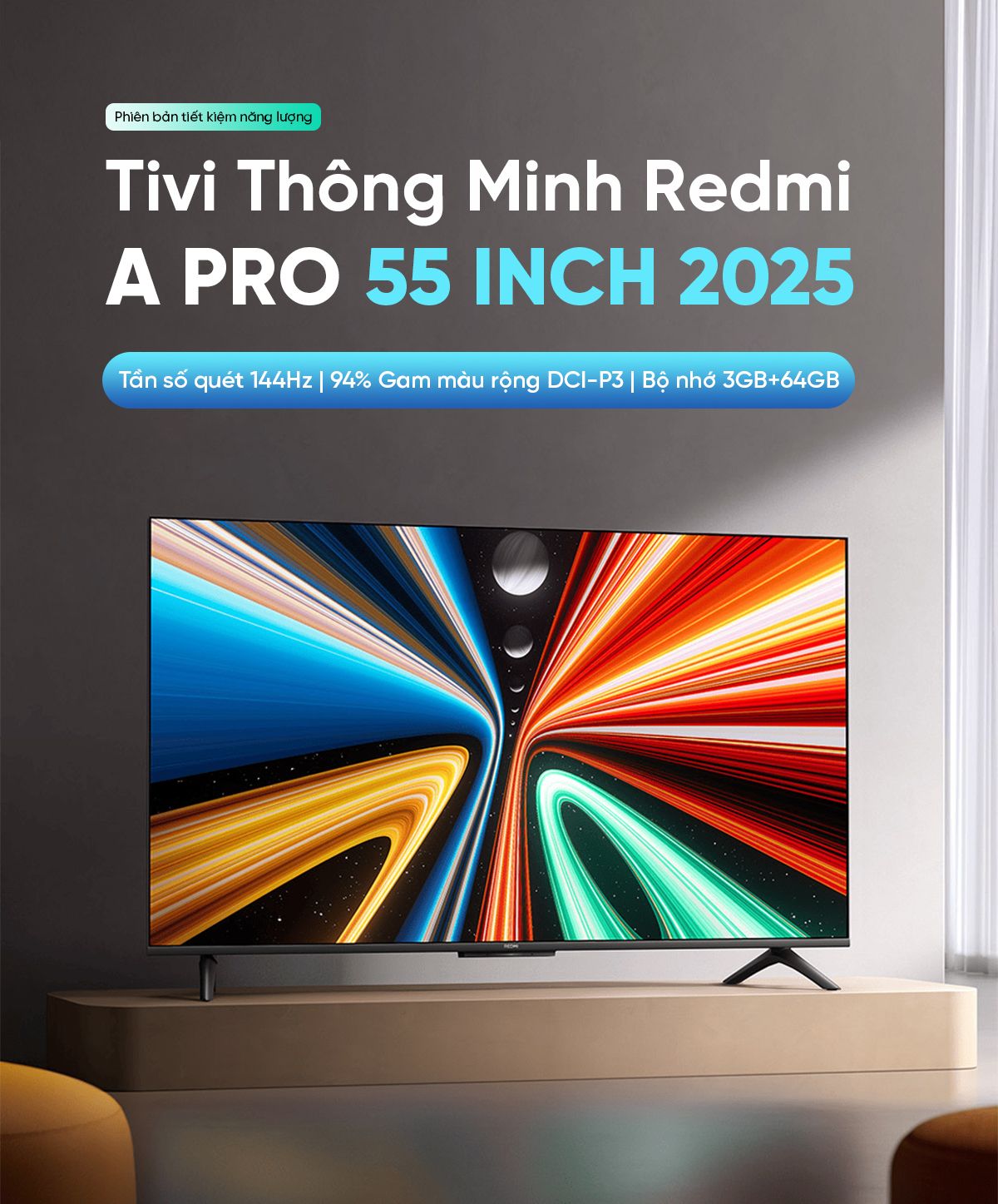 Tivi Xiaomi Redmi A Pro 55 Inch Ram 3/64GB 144Hz Tiết Kiệm Điện