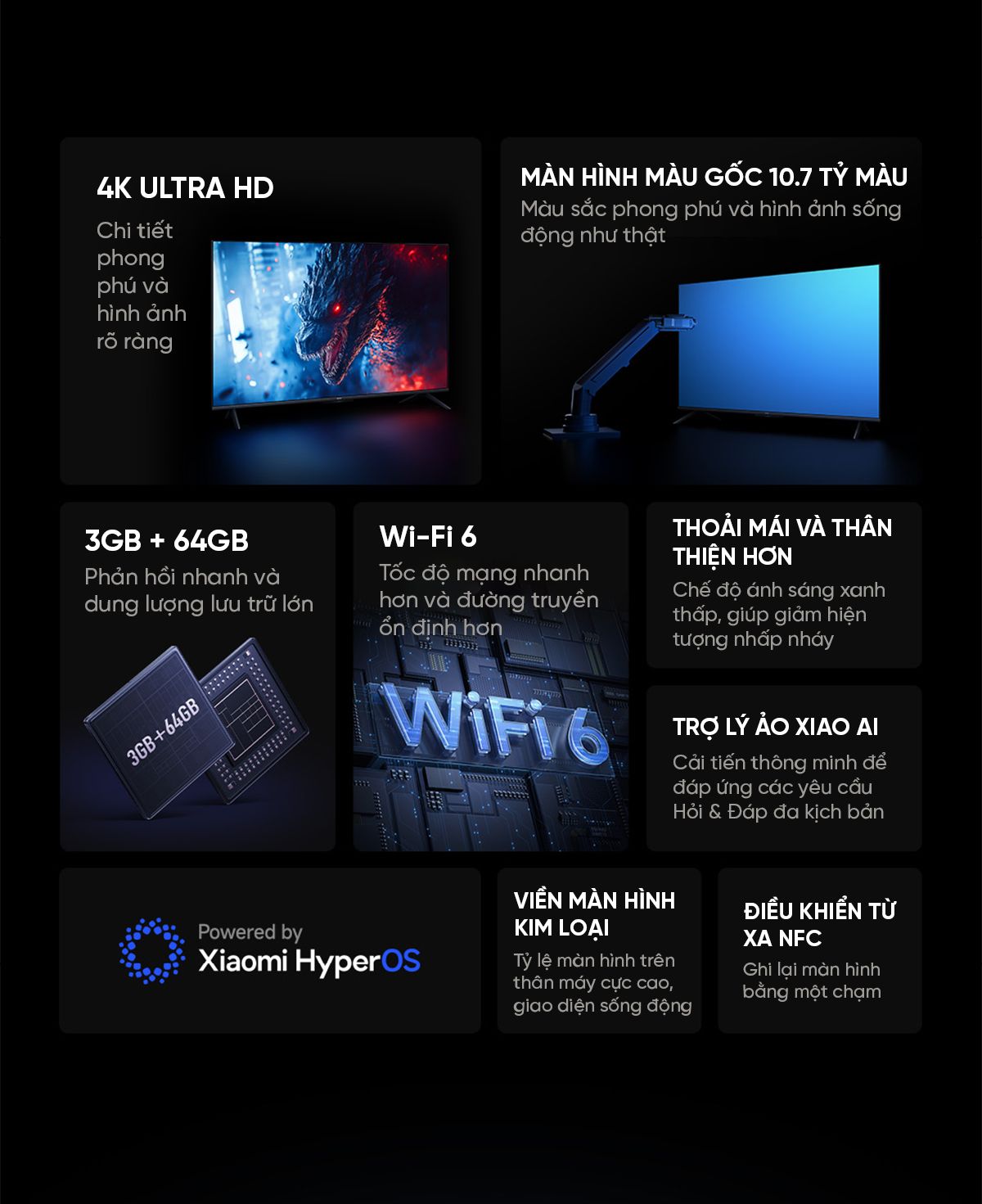Tivi Xiaomi Redmi A Pro 43 Inch Ram 3/64GB Tiết Kiệm Điện