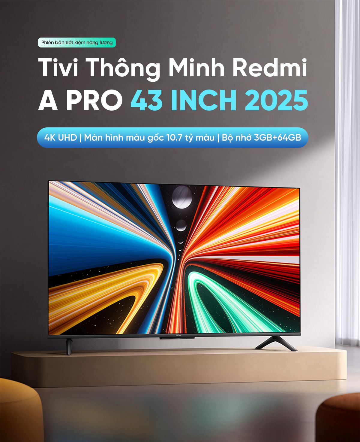 Tivi Xiaomi Redmi A Pro 43 Inch Ram 3/64GB Tiết Kiệm Điện