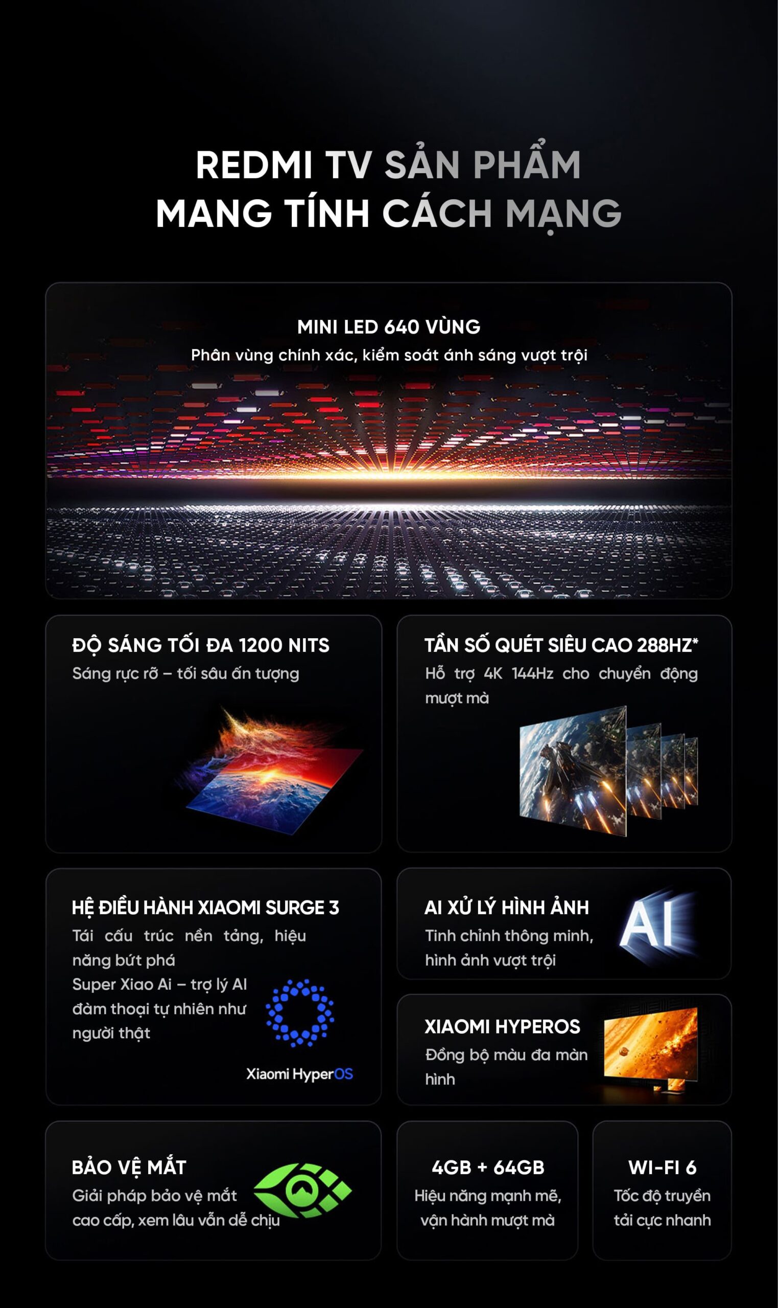 Tivi Xiaomi Redmi X85 Miniled Ram 4/64Gb 2026 1200nits