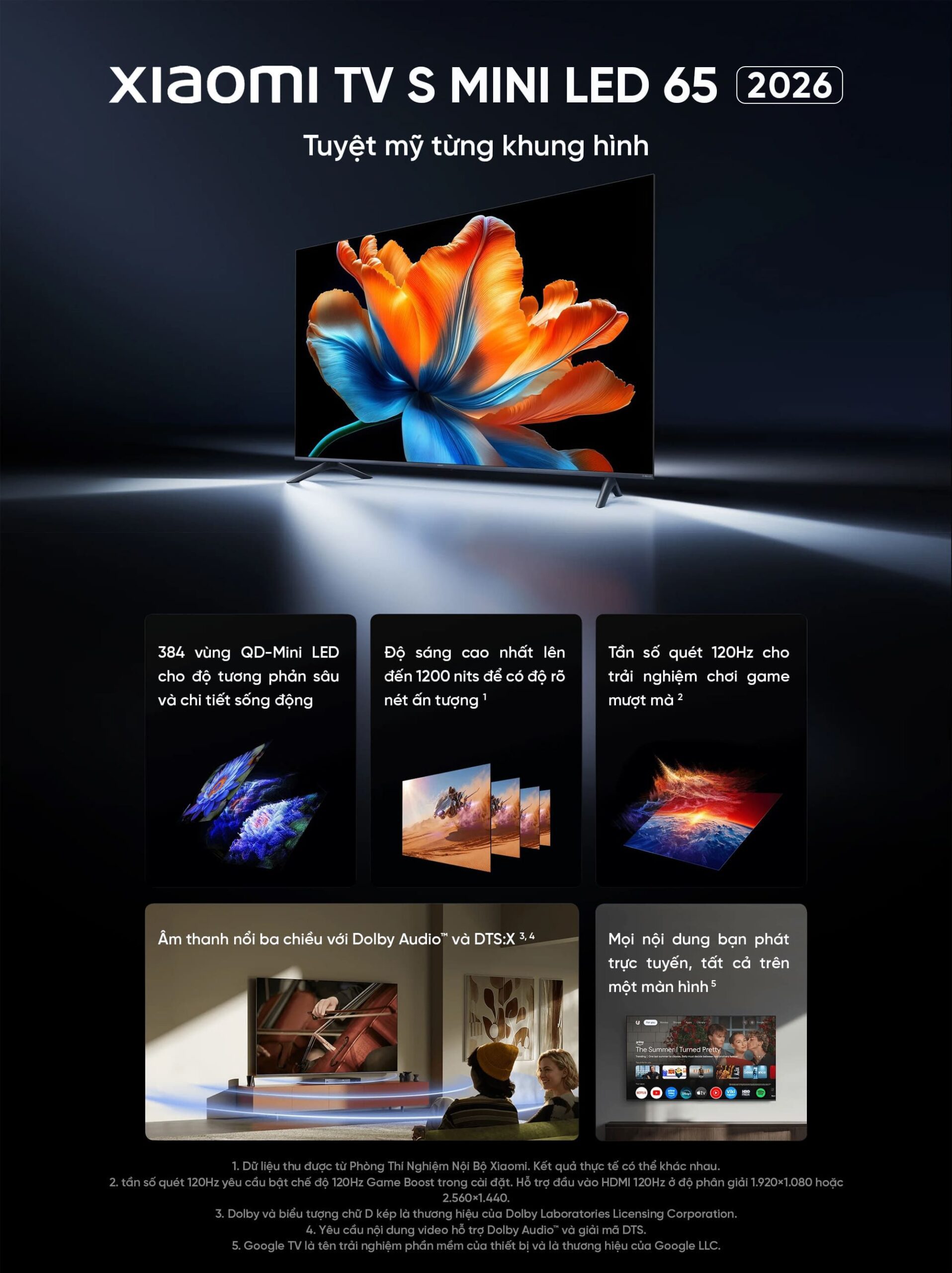 Tivi Xiaomi TV S Mini LED 2026 65 Inch QD-Mini LED 4K