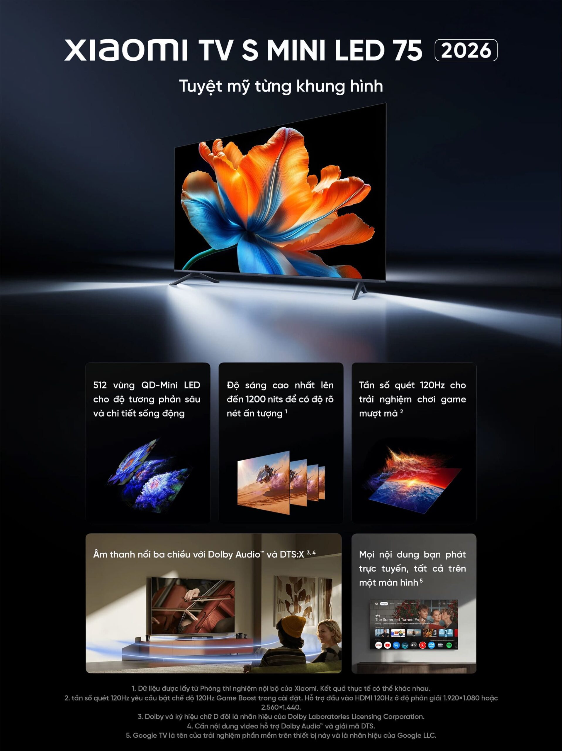 Tivi Xiaomi TV S Mini LED 2026 75 Inch QD-Mini LED 4K
