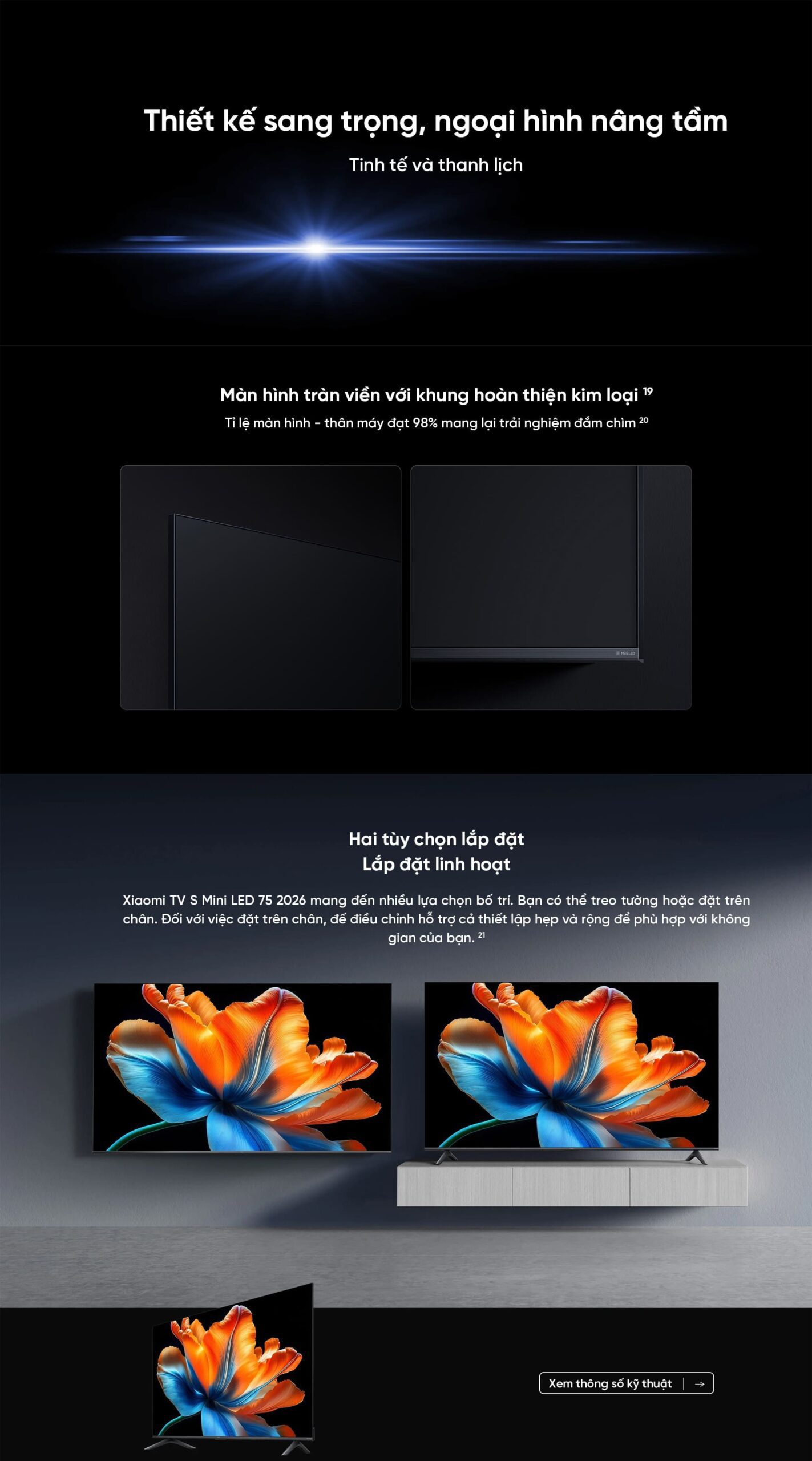 Tivi Xiaomi TV S Mini LED 2026 75 Inch QD-Mini LED 4K