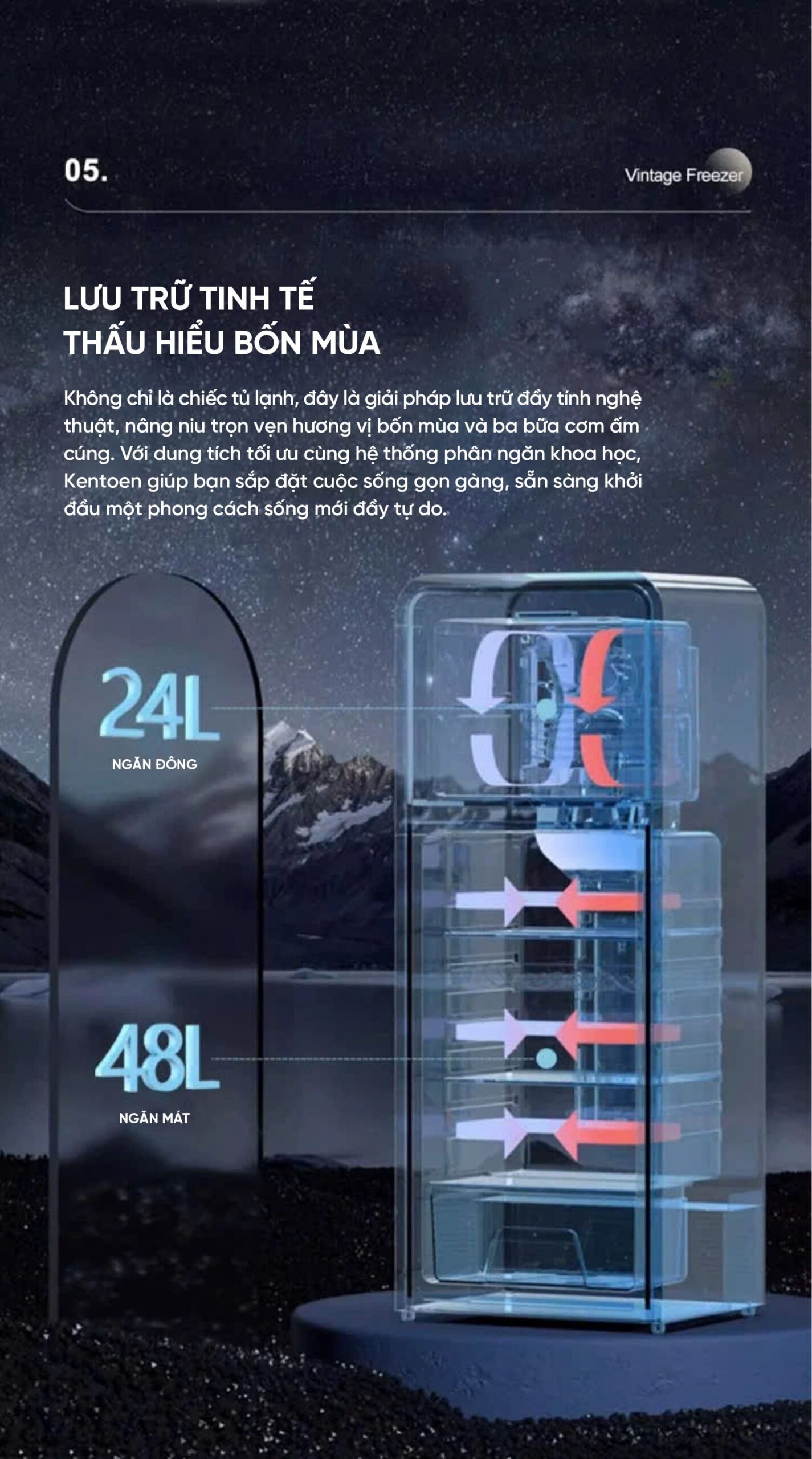 Tủ lạnh kentoen 98L màu xanh