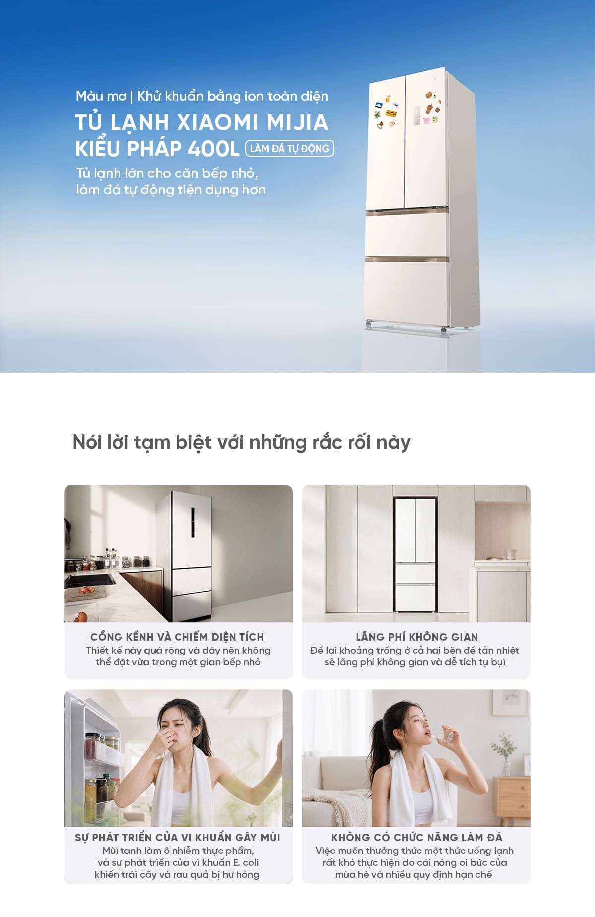 Tủ Lạnh Xiaomi 400L 2026 Làm Đá Tự Động