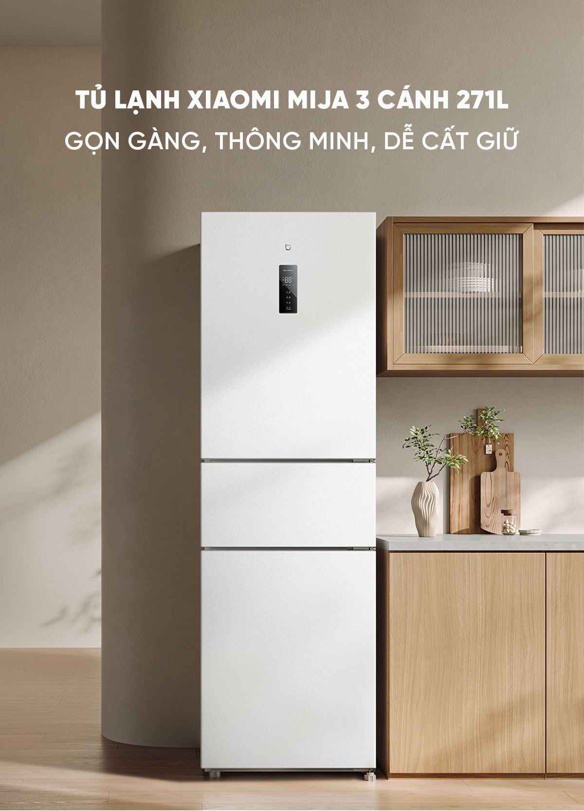 Tủ Lạnh Xiaomi Mija 3 Cánh 271L Model 2026 Có Ngăn Đông Mềm