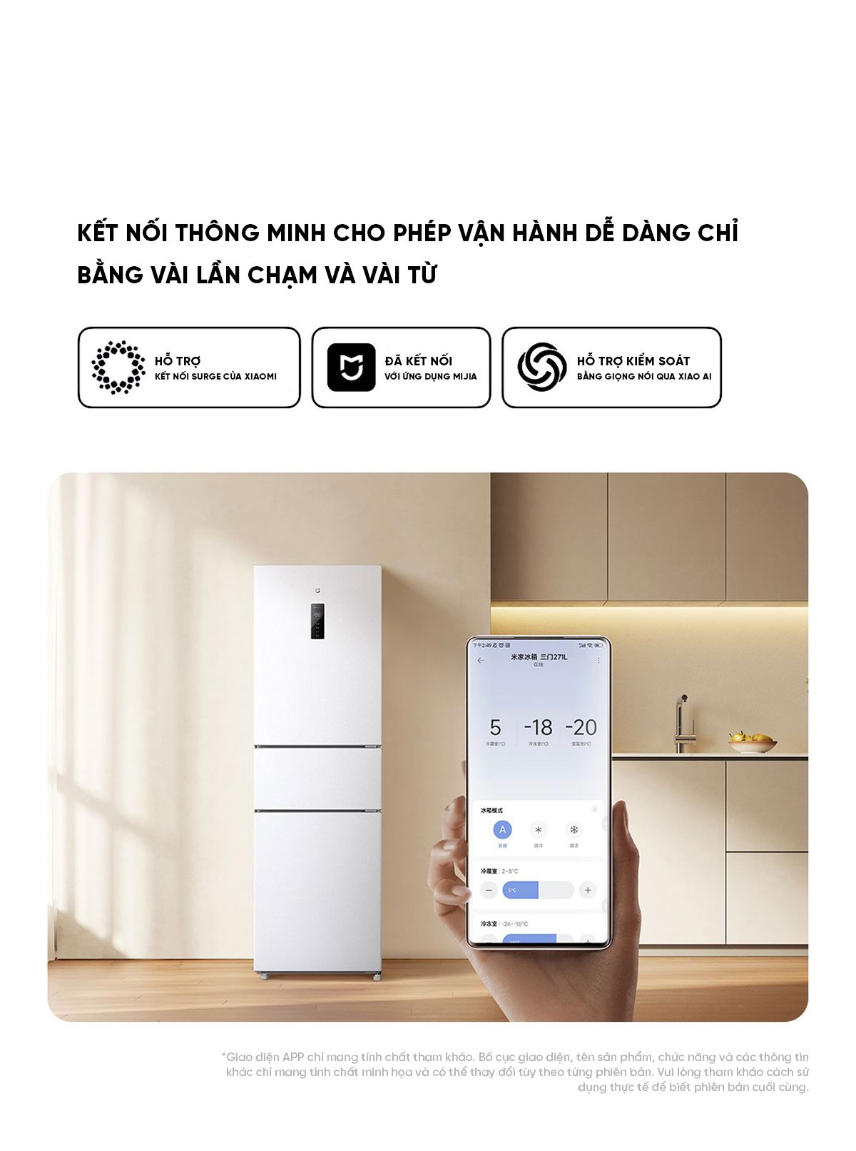 Tủ Lạnh Xiaomi Mija 3 Cánh 271L Model 2026 Có Ngăn Đông Mềm