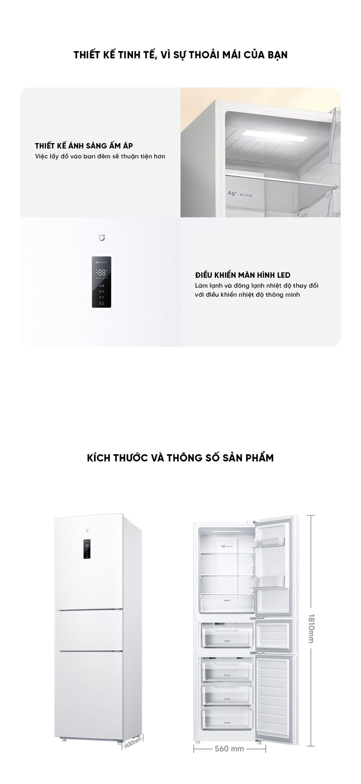 Tủ Lạnh Xiaomi Mija 3 Cánh 271L Model 2026 Có Ngăn Đông Mềm