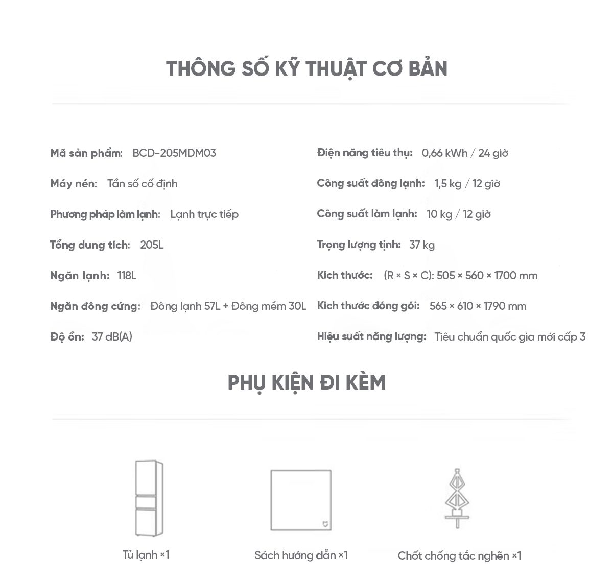 Tủ lạnh Xiaomi Mijia 205L, 3 cửa, có ngăn đông mềm