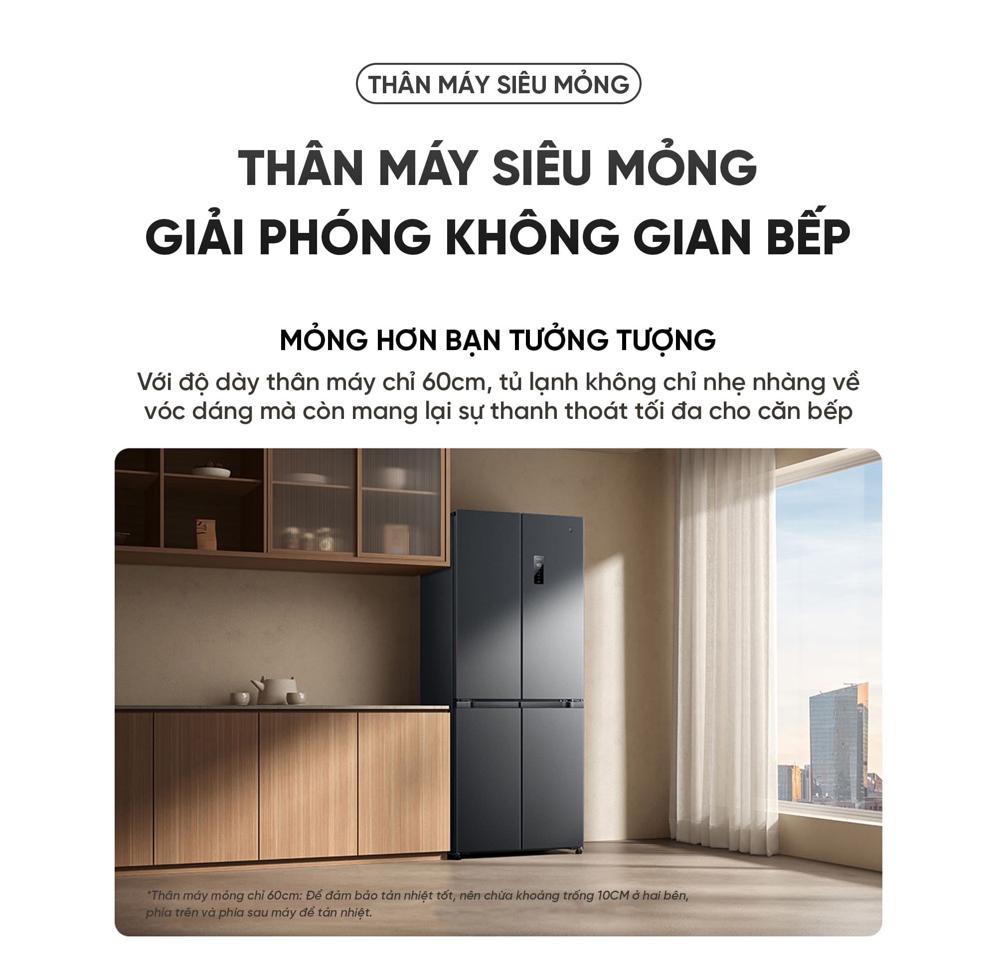Tủ lạnh Xiaomi Mijia 430L 2026 4 cánh, Làm lạnh kép có ngăn đông mềm, siêu mỏng