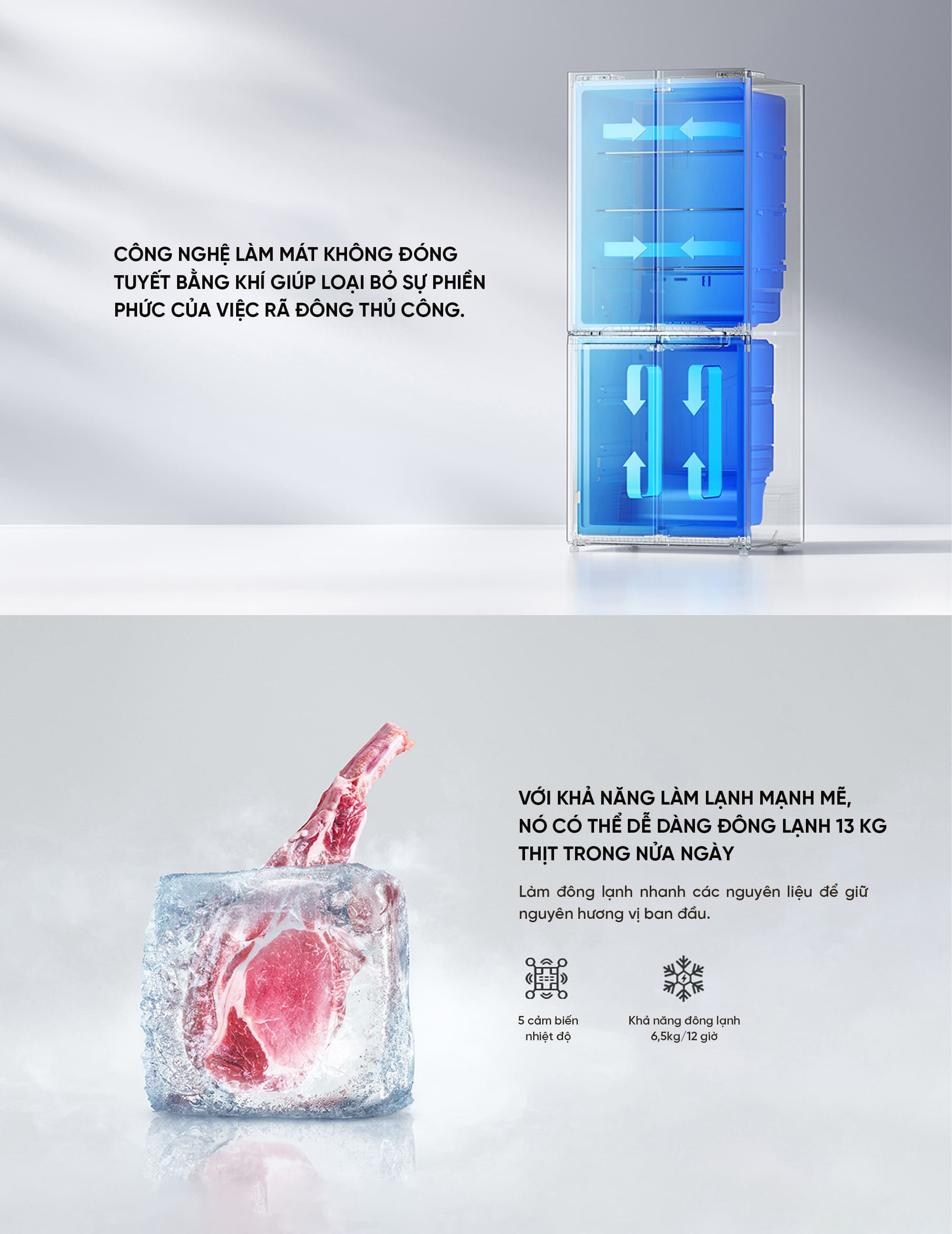 Tủ lạnh Xiaomi Mijia 430L 2026 4 cánh, Làm lạnh kép có ngăn đông mềm, siêu mỏng