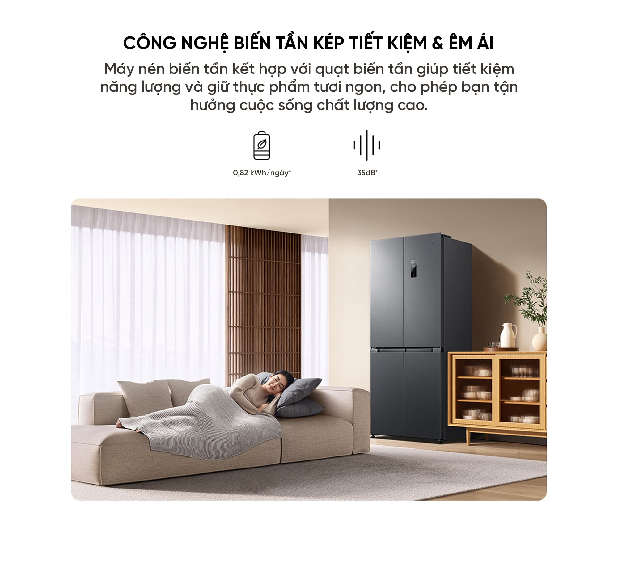 Tủ lạnh Xiaomi Mijia 430L 2026 4 cánh, Làm lạnh kép có ngăn đông mềm, siêu mỏng