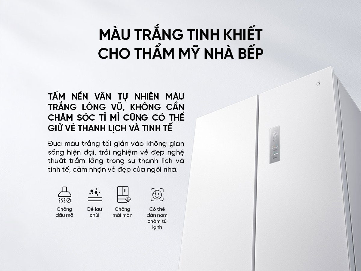 Tủ lạnh Xiaomi Mijia 508L kiểu Pháp Màu Trắng - Model BCB-508WFMBI