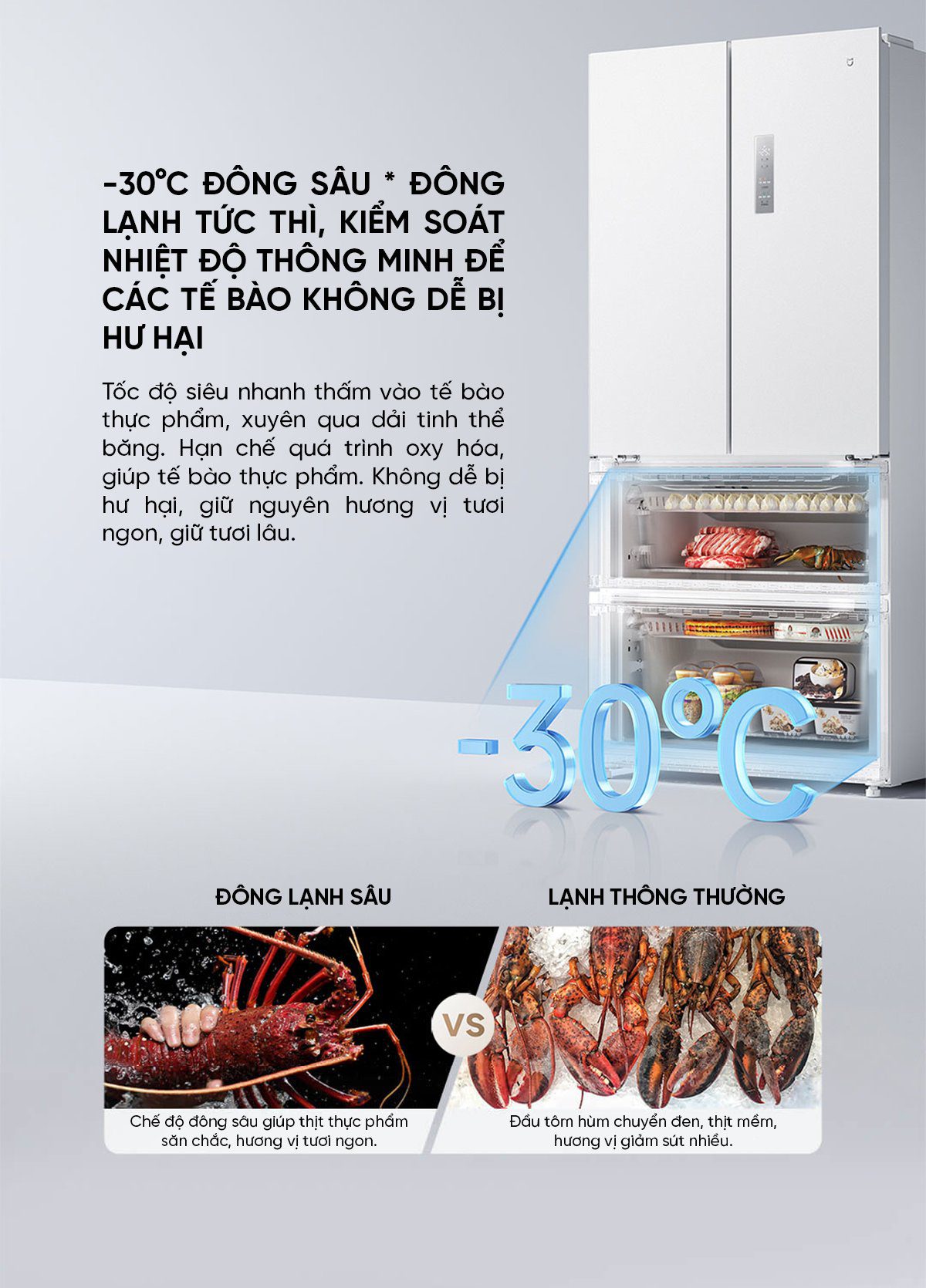 Tủ lạnh Xiaomi Mijia 508L kiểu Pháp Màu Trắng - Model BCB-508WFMBI