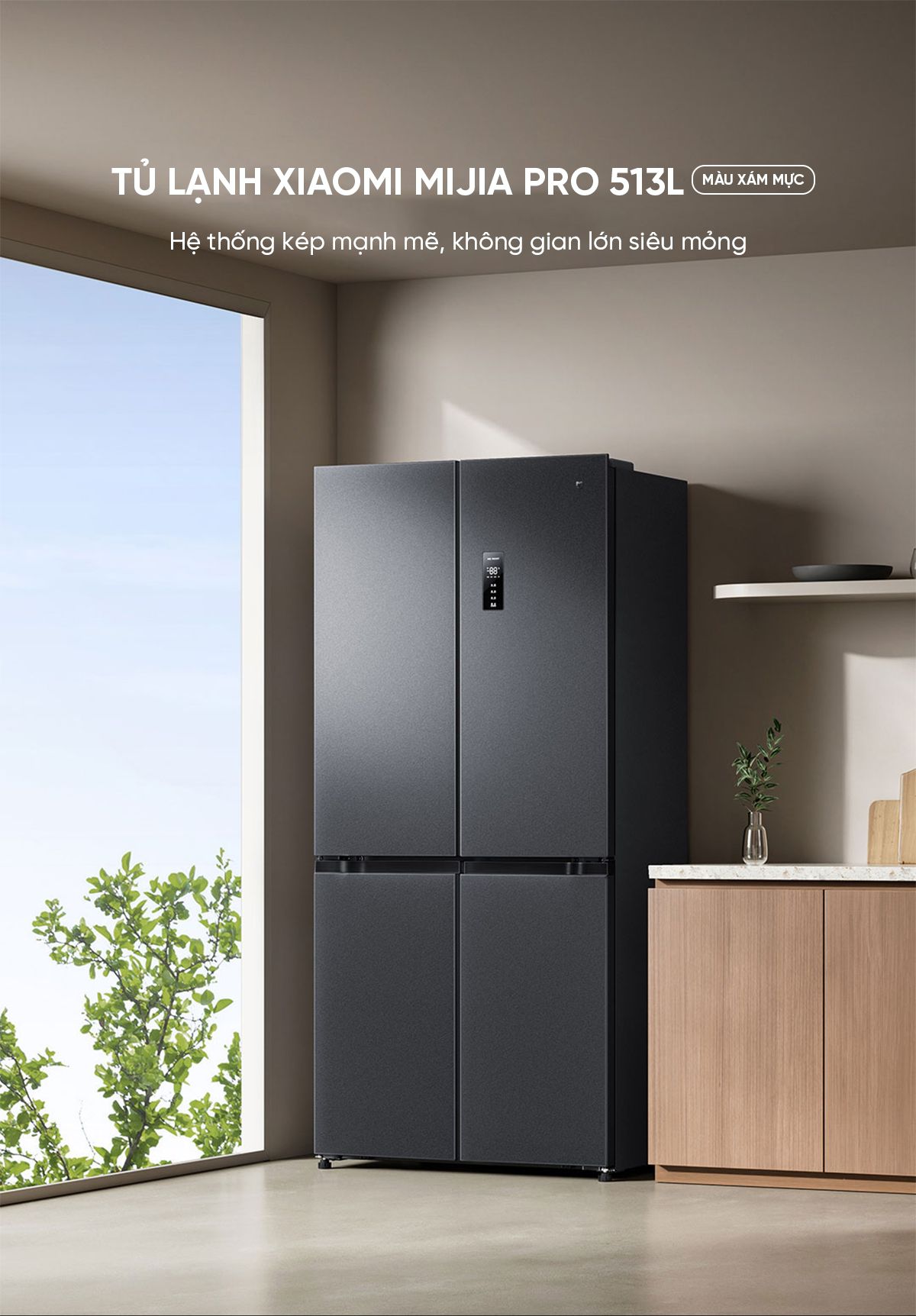 Tủ lạnh Xiaomi Mijia 513L Pro, 4 cánh, siêu mỏng